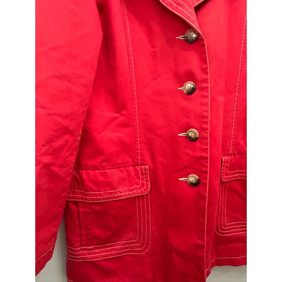 Old Navy Utility Chore Jacket Coat Red Contrast Stitch Workwear Y2K Size Large - Picture 4 of 7